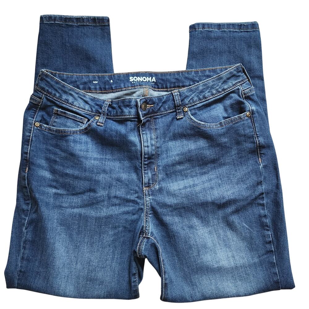 Sonoma Curvy Skinny Jeans Womens Size 34x29 Blue Denim Pants High Rise